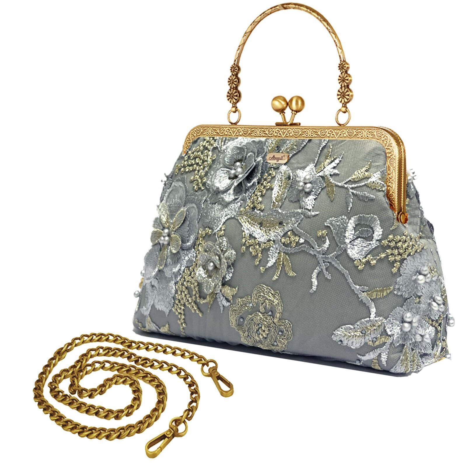 8476 Evening Handbags Floral Purse Vintage Kiss Lock Purses And Handbags